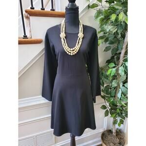 Astra Signature Women Black Rayon Round Neck Long Sleeve Knee Length Dress 20